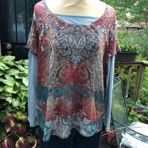 Cute top, faux layered look, lightweight!